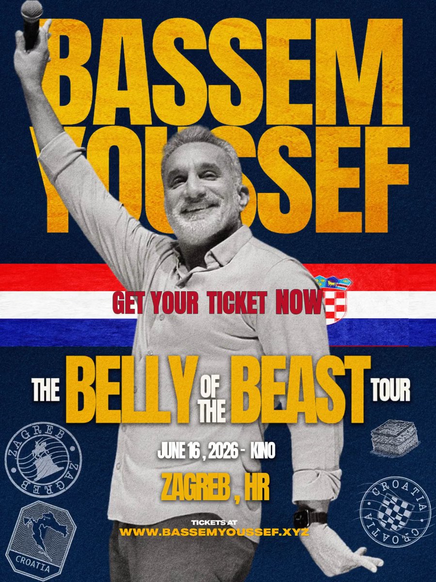 Zagreb, your moment is here. 🇭🇷 BELLY OF THE BEAST, June 16th See where I am going Berlin, Jun 11 Vienna, Jun 12 London, Jun 14 Sarajevo, Jun 17 Istanbul, Jun 19 Antwerp, Jun 21 Paris, Jun 22 All Shows in English Tickets on my website.