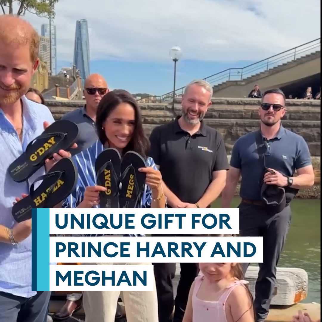 A warm Aussie send-off👋 Prince Harry and Meghan received custom 'Hazza' and 'Megs' flip-flops from Invictus Australia The Duke of Sussex joked with 2022 Invictus Games competitor Joel Vanderzwan that he usually gets "budgie smugglers"
