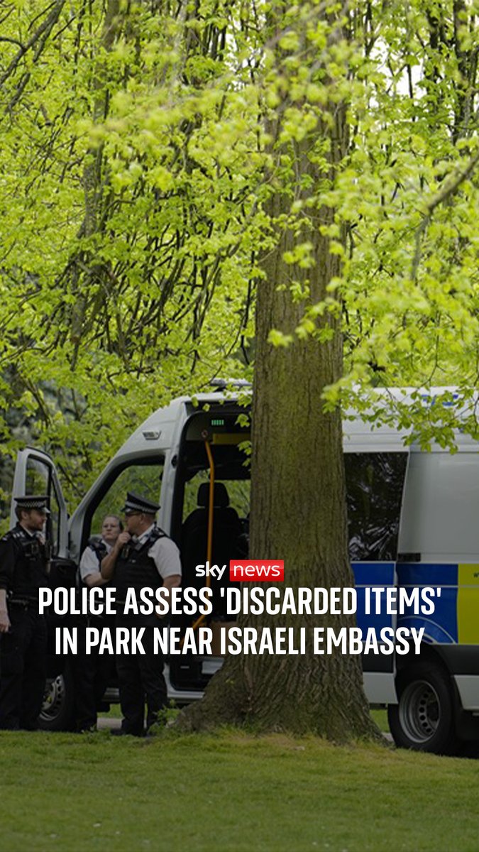 Police are "assessing a number of discarded items" in London's Kensington Gardens after a video was shared online, in which a group claimed to have targeted the nearby Embassy of Israel with drones carrying dangerous substances. 🔗