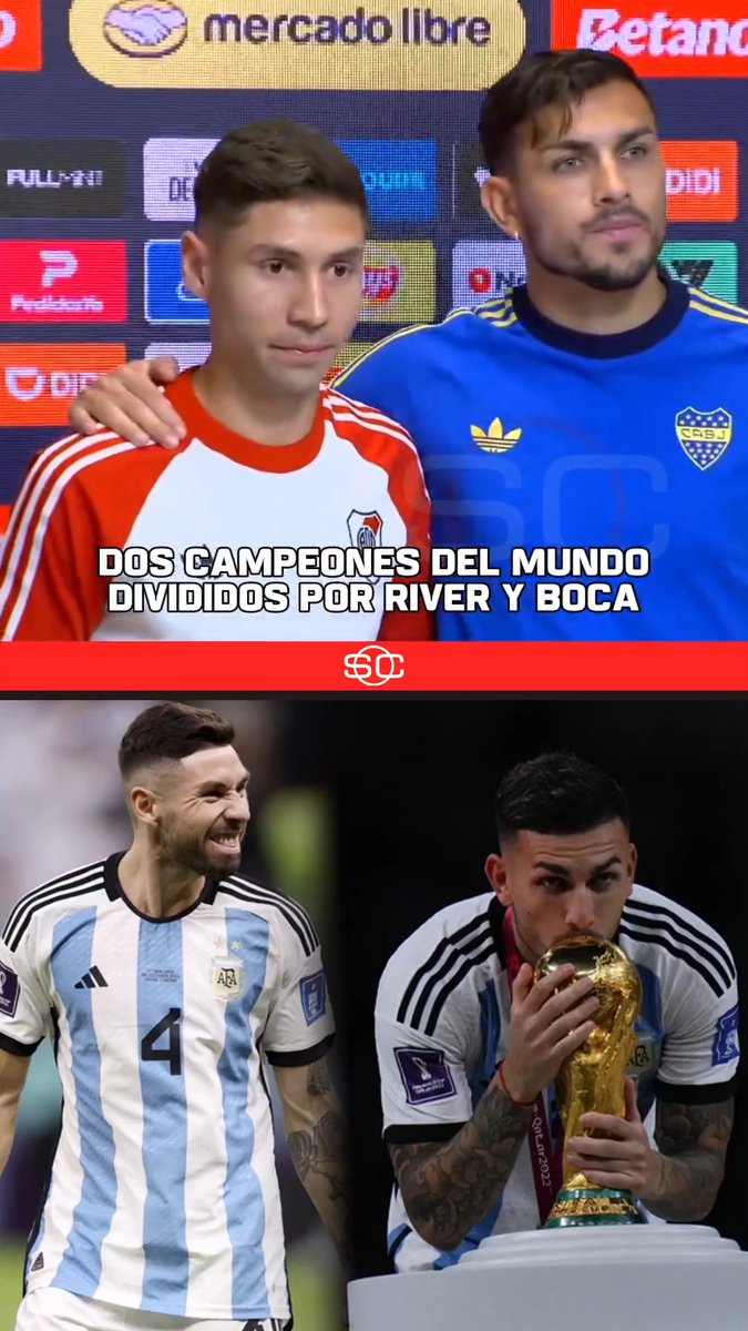 ¡¡CAMPEONES DEL MUNDO!! Gonzalo Montiel y Leandro Paredes, los representantes de River y Boca para la conferencia de prensa previa al Superclásico: JERARQUÍA.
