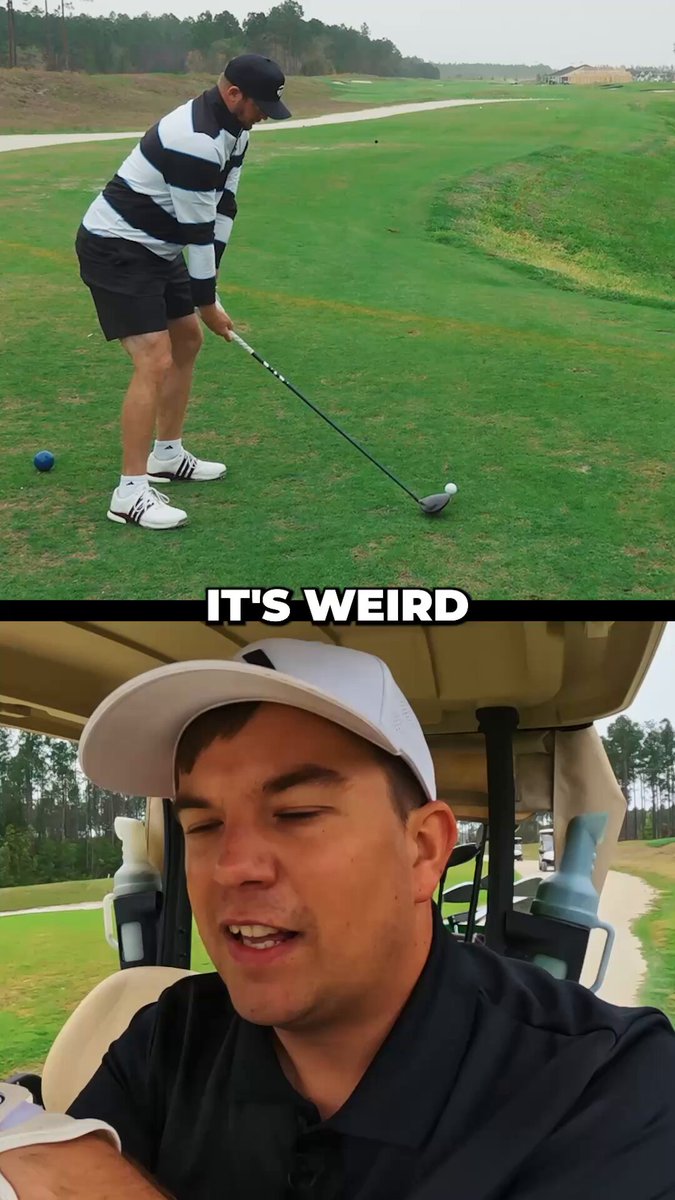 After trolling Riggs’ swing online for years, hater Doug was not thrilled Riggs was out-driving him all day 💀