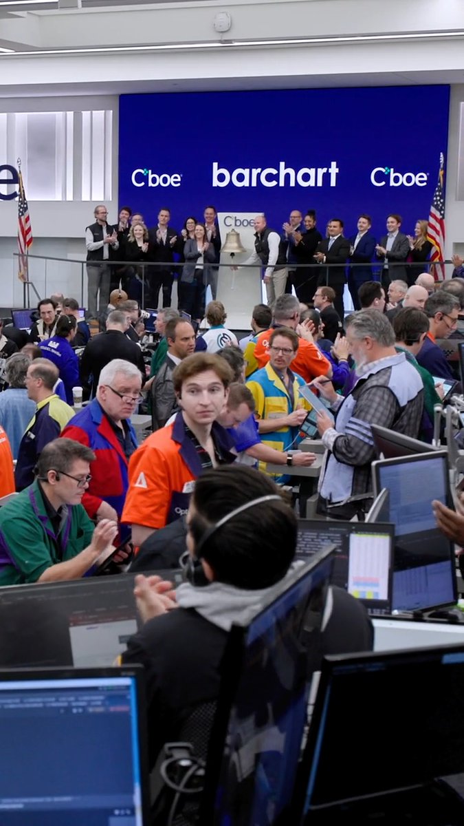 Opened the trading day with Barchart! 🔔 We welcomed the Barchart team, who support market participants with an array of multi-asset data and analytics, to our Chicago trading floor for the morning bell ceremony.