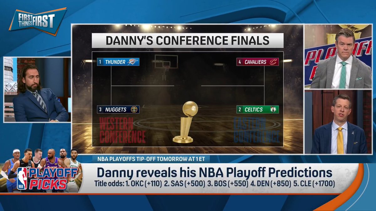 “The Cavs in 7 over Boston. Erasing it all, Nick…If he gets out of the East, I think that erases a lot of the narrative around James Harden.” Danny Parkins breaks down his NBA Playoff predictions: