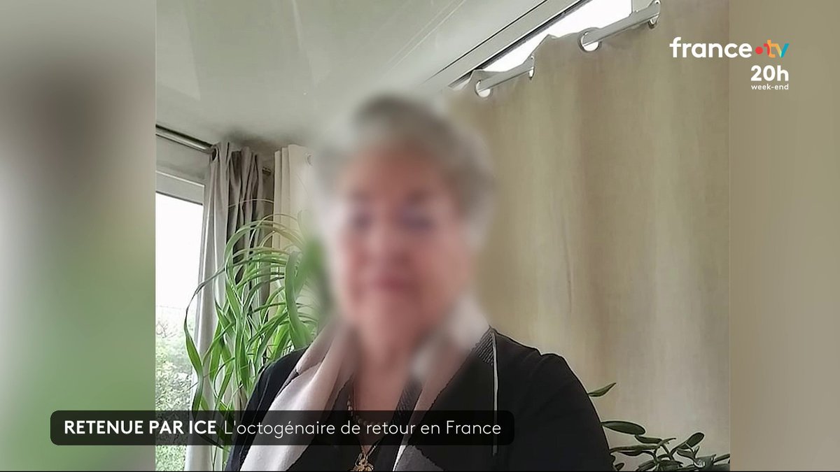 Marie-Thérèse, 85 ans, vivait aux États-Unis mais n'avait pas obtenu de visa permanent lui permettant de rester après la mort de son mari américain. Elle avait été arrêtée le 1er avril par l'ICE. Après des tractations diplomatiques, elle vient de rejoindre la France. #JT20h