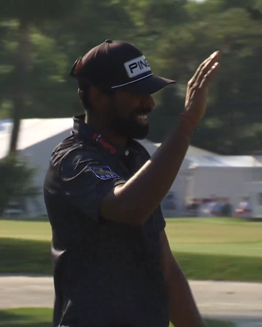 The EAGLE has landed 🦅 Sahith Reddy Theegala holes out for his second eagle of the day RBC Heritage. 📺 Golf Channel