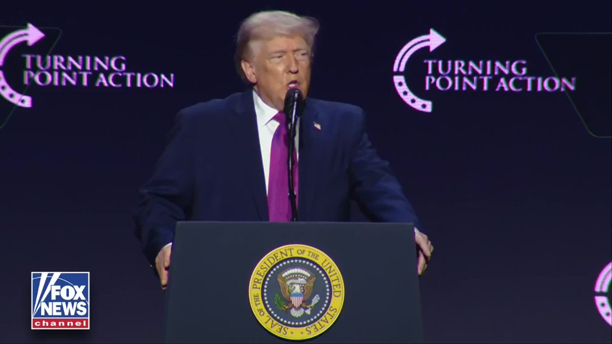 PRESIDENT TRUMP:” Seven months ago, our country lost a fearless warrior...Charlie Kirk, just an amazing guy.” “Charlie was murdered by a cruel and vicious assassin who believed that by silencing his voice, he could kill an entire giant movement.” “But standing here today, it's clear to see that Charlie's voice is not silenced. It's roaring, and roaring back louder, frankly, than ever before.”
