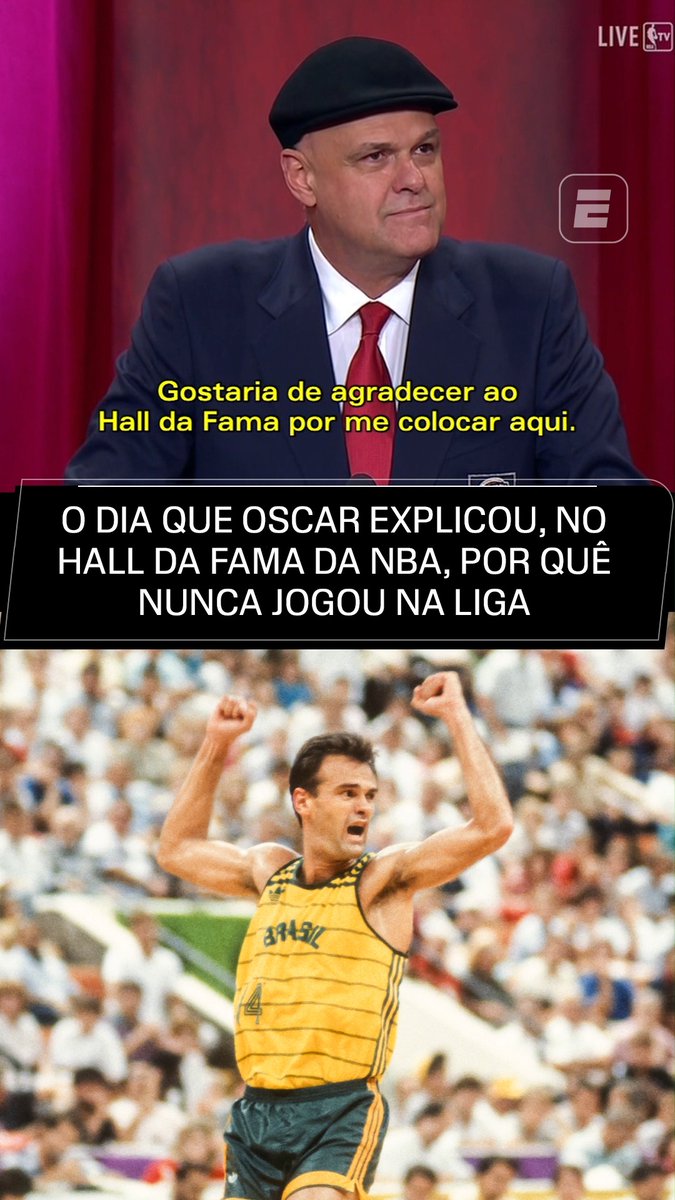 Em 2013, ao entrar para o Hall da Fama da NBA, Oscar Schmidt fez discurso no qual explicou o motivo de nunca ter jogado na liga americana de basquete e se emocionou ao se declarar para a esposa.