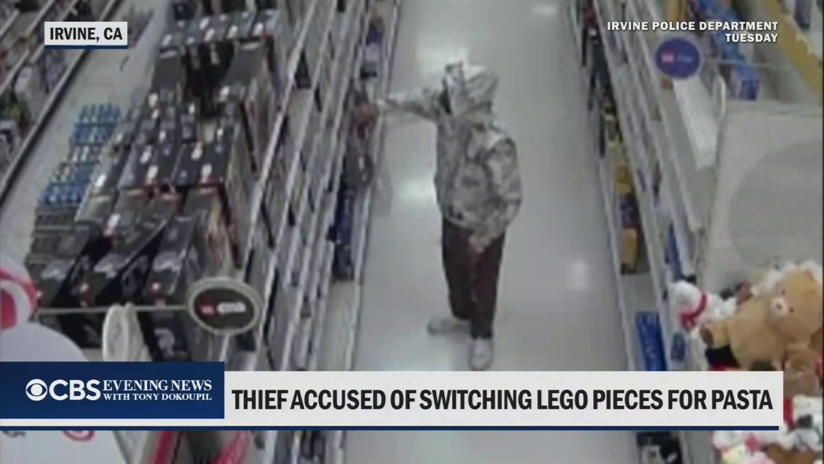 Police say a 28-year-old California man allegedly bought expensive LEGO sets, kept the pieces and returned the boxes filled with dry pasta. Authorities say the scheme was repeated about 70 times nationwide before he was caught.