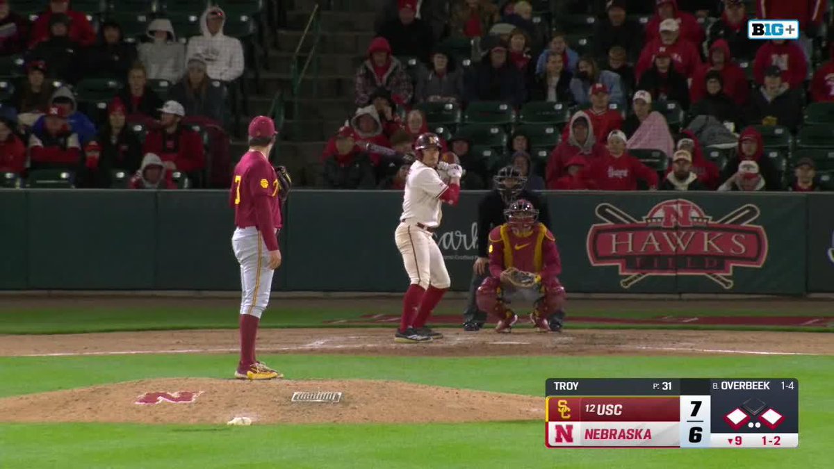 TIE BALL GAME!!! 🌽 Huskers tie the game with the runner safe at third.