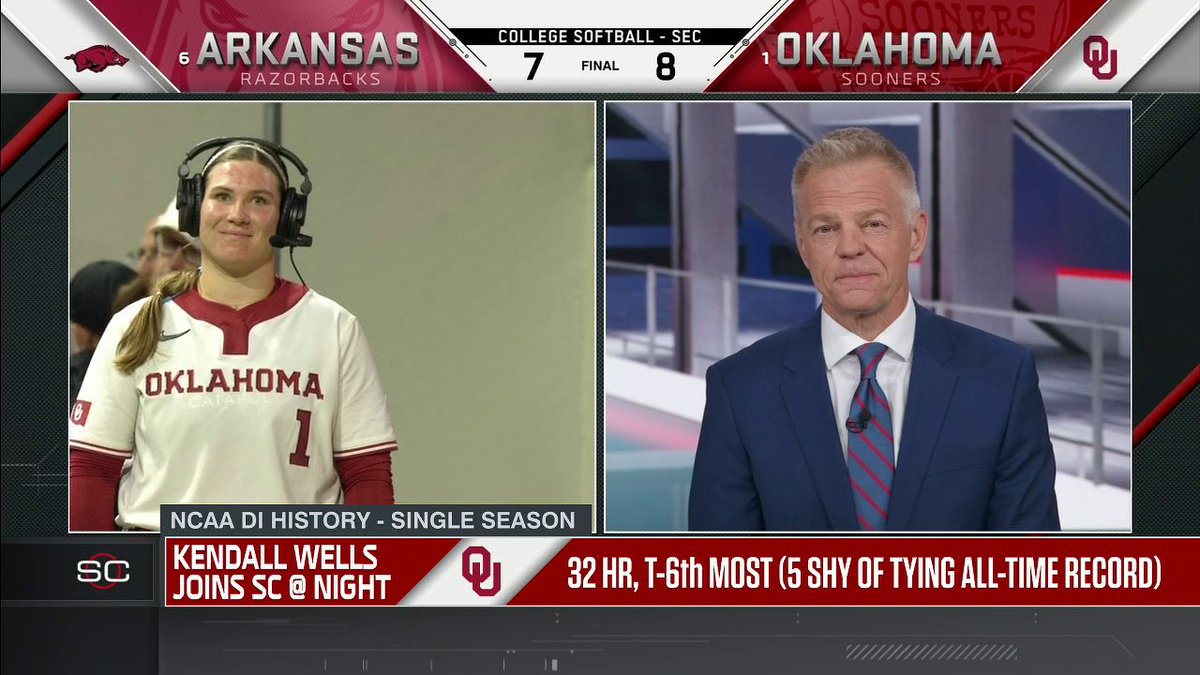 In the midst of chasing the NCAA single-season home run record, Kendall Wells joins David Lloyd on SportsCenter 🥎