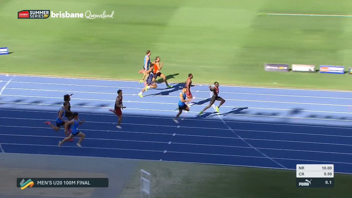 Gout says CYA LATER 👋 He comes from behind to take out the U20 national championship running a time of 10.21 (+0.5)💚💛
