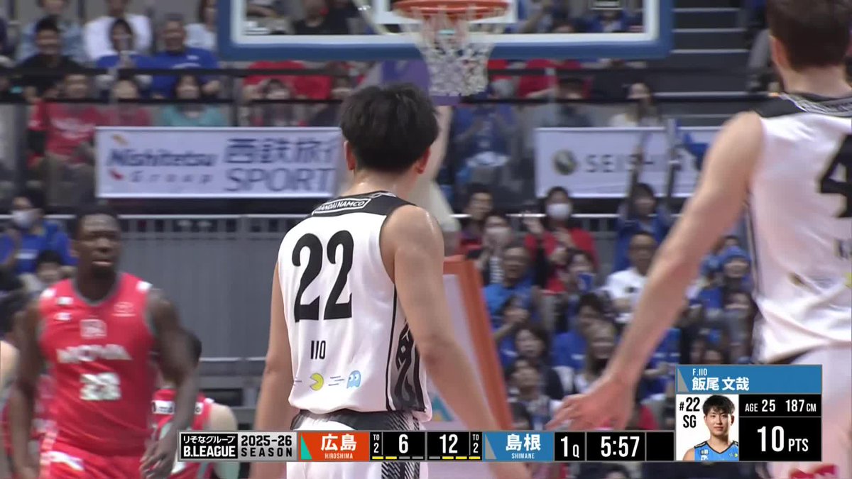 序盤からフルスロットル🔥 島根#22 飯尾が開始4分で早くも10得点！ 島根スサノオマジック 📡バスケットLIVEで生配信中 #Bリーグ #りそなグループ