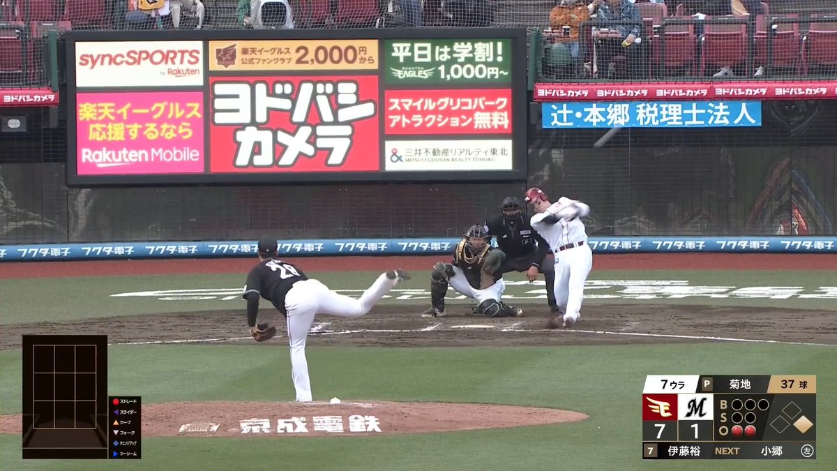 あっという間に打球がスタンドへ！💪 東北楽天 伊藤裕季也 選手の今シーズン第1号2ランホームラン！🔥 👇ライブ配信はこちら