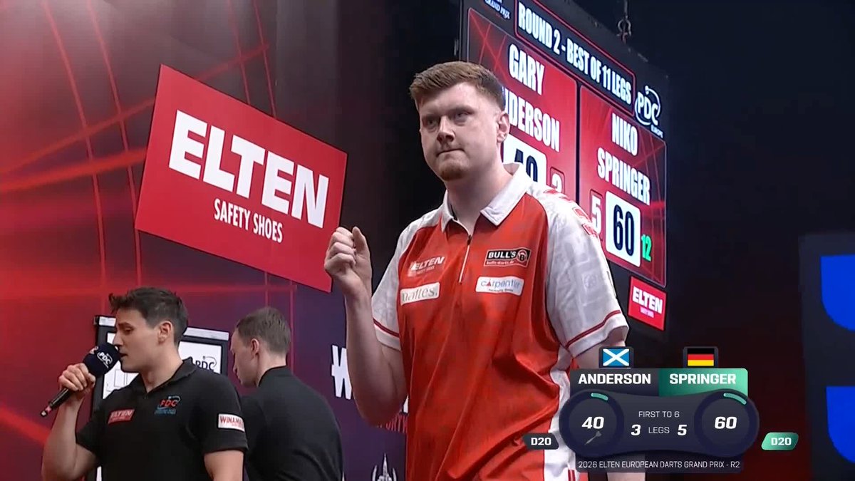 SPRINGER DUMPS OUT ANDERSON! 🇩🇪 The defending champion is OUT in Sindelfingen ❌ Niko Springer sees off Gary Anderson 6-3 in a frenzied match that saw eight breaks of throw from nine legs 😱 📺 #ET5
