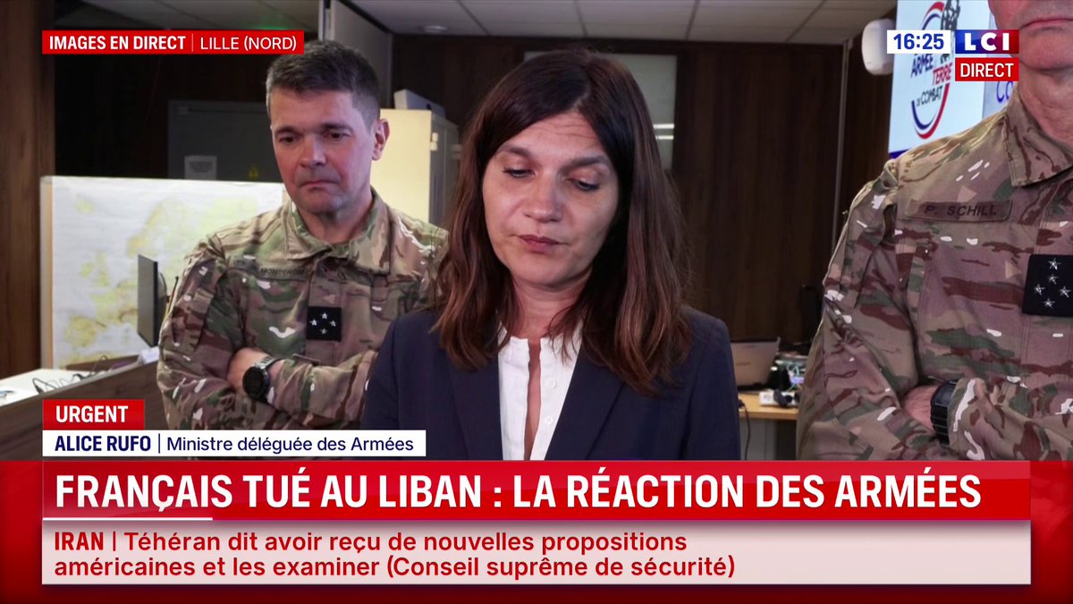 🔴 Soldat français tué au Liban : "On est dans un moment de grande exigence sur l'établissement des faits et la réponse qui y sera apportée", Alice Rufo, ministre déléguée auprès de la ministre des Armées