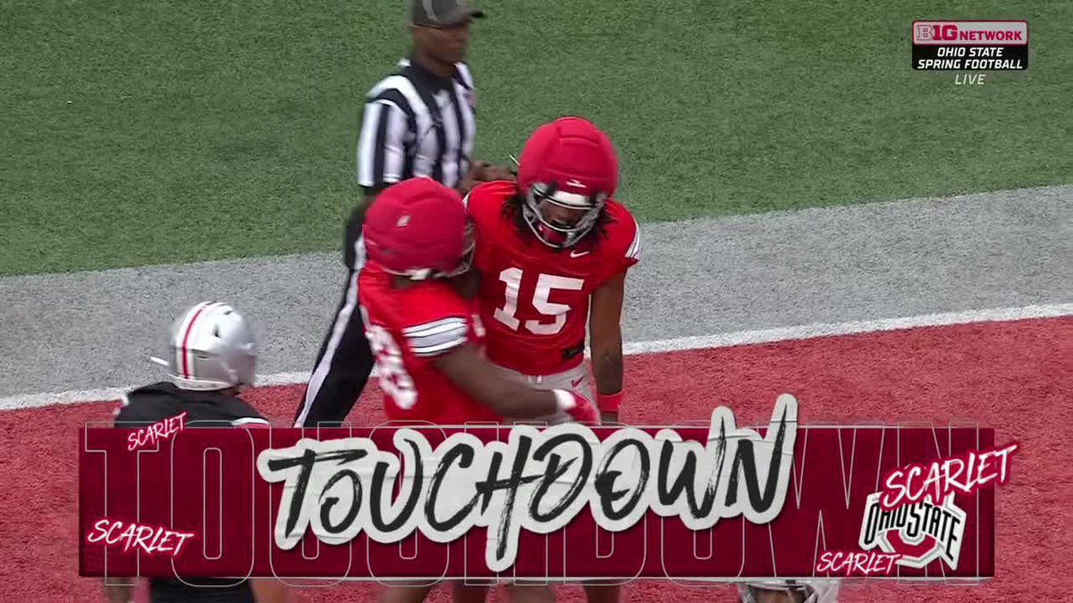 "He is showing you why he is one of the top receivers in the nation." 🗣️ Ohio State Football fans are getting a good first look at 5-star WR Chris Henry Jr. 👀 📺: Big Ten Network