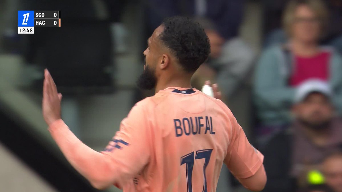 Sofiane Boufal est BUTEUR pour Le Havre face au SCO d’Angers cet après-midi. 🇲🇦 Le Marocain n’a pas souhaité célébrer face à son ancien club. 🙏🏽 (🎥 L1+)
