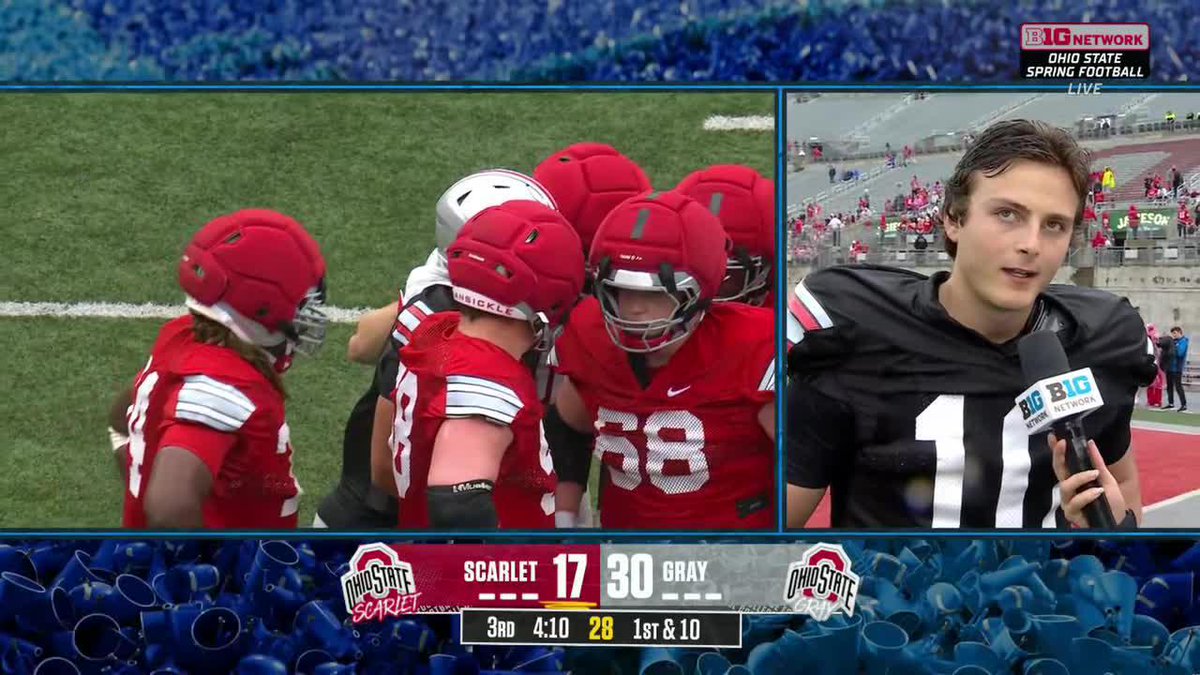 “Love the support we have and love Buckeye Nation, so it’s been awesome to play for them today.” Hear from Ohio State Football QB Julian Sayin at the Scarlet vs. Gray spring game 👇 📺: Big Ten Network