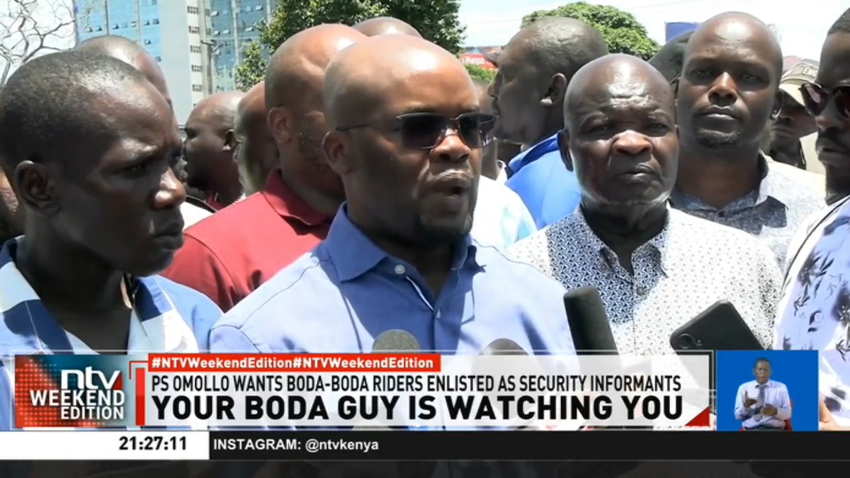 Your Boda Guy Is Watching You PS Omollo wants boda-boda riders enlisted as security informants Politicians warned against using riders as political goons Impounded boda-bodas to be released on presidential directive #NTVWeekendEdition Steve Keter