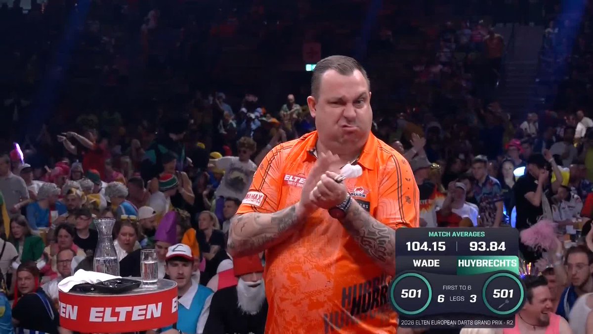 WADE DUMPS OUT HUYBRECHTS! James Wade ends his losing streak on the European Tour, as The Machine averages upwards of 104 in a 6-3 victory over Kim Huybrechts! 📺 #ET5