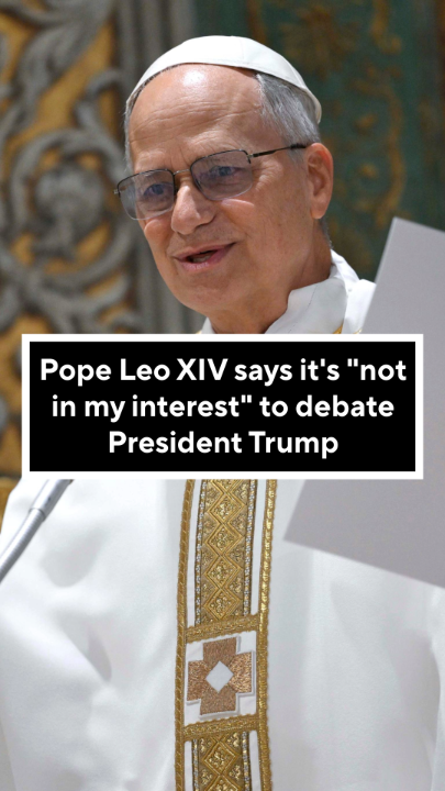 Pope Leo XIV said Saturday it's "not in my interest" to debate President Trump. In the latest in what seems like an ongoing feud, Pope Leo XIV warned against reading too many of his statements as a critique against the Trump administration, saying some of his remarks were prepared weeks in advance. CBS News' Chris Livesay has more.