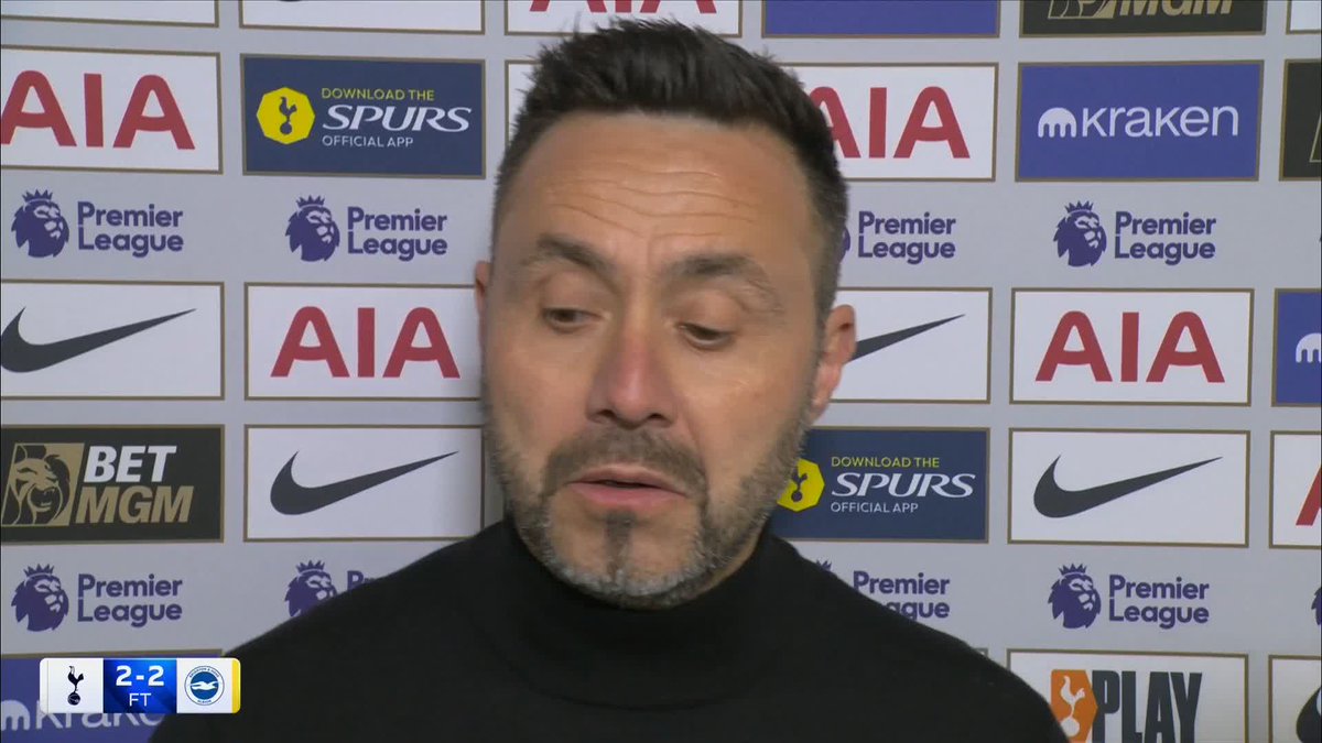 🚨Roberto De Zerbi praises Tottenham Hotspur’s supporters: 🗣️“We are lucky, everyone of us to work in this club with these fans because it was an incredible atmosphere.” 🗣️”You would think we’re fighting for Champions League not relegation.” #THFC #COYS