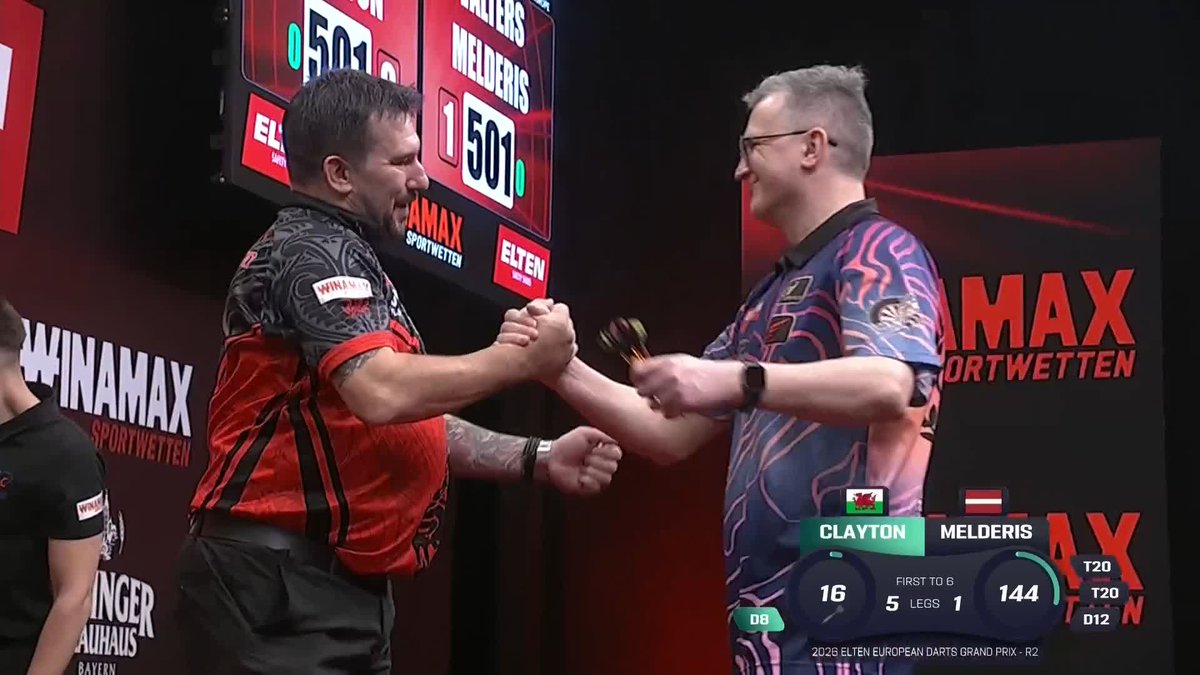 CLAYTON CLOSES OUT THE EVENING! Jonny Clayton completes the round three line-up in style, as The Ferret beats Valters Melderis 6-1, with the Welshman averaging upwards of 106 on his way to victory! 📺 #ET5