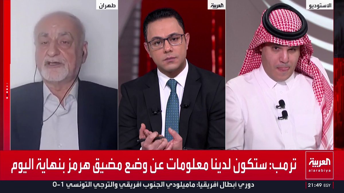 المحلل السياسي مصدق بور: الجانب الإيراني يخطط ويعول على شن هجمات انتحارية بالزوارق السريعة ضد الأسطول الأميركي.. ودخول بريطانيا وفرنسا لن يغير معادلة مضيق هرمز.. ورئيس تحرير إنديبيندت عربية عضوان الأحمري: الخطط العسكرية لا تذاع على الشاشات.. والنظام الإيراني لا يملك الجرأة على إطلاق النيران باتجاه السفن الأميركية.. والمضيق سيتم فتحه بعد تطهيره من الألغام.. وطهران تزعم أنها منتصرة وتوهم الناس عبر مرشد مختف بأنها ستحقق انتصارات بحرية بينما تتعرض البلاد للحصار