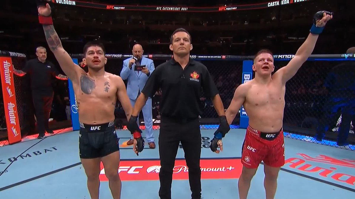 A majority draw at bantamweight 🤝 What a fight between John Castaneda &amp; @Mark_Vologdin 👏 [ #UFCWinnipeg | LIVE on @ParamountPlus ]