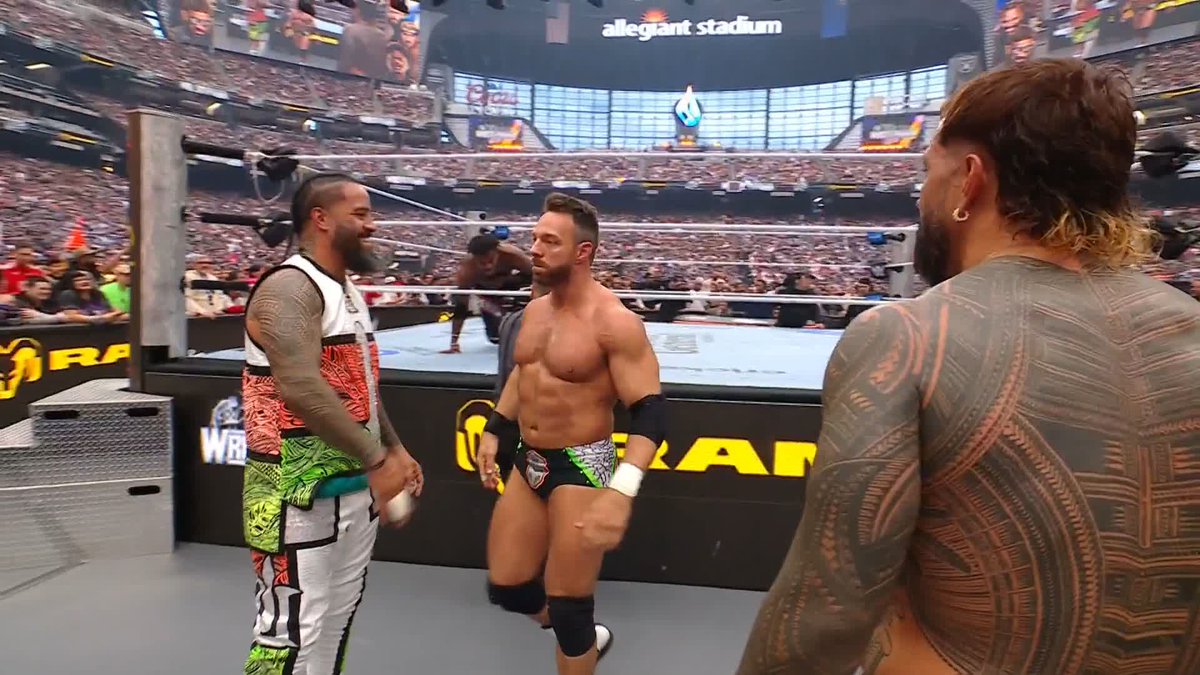 .LA Knight and The Usos pick up the WIN at #WrestleMania! 😤 #WrestleMania is streaming LIVE on the ESPN App with the first hour streaming LIVE on ESPN2! ➡️