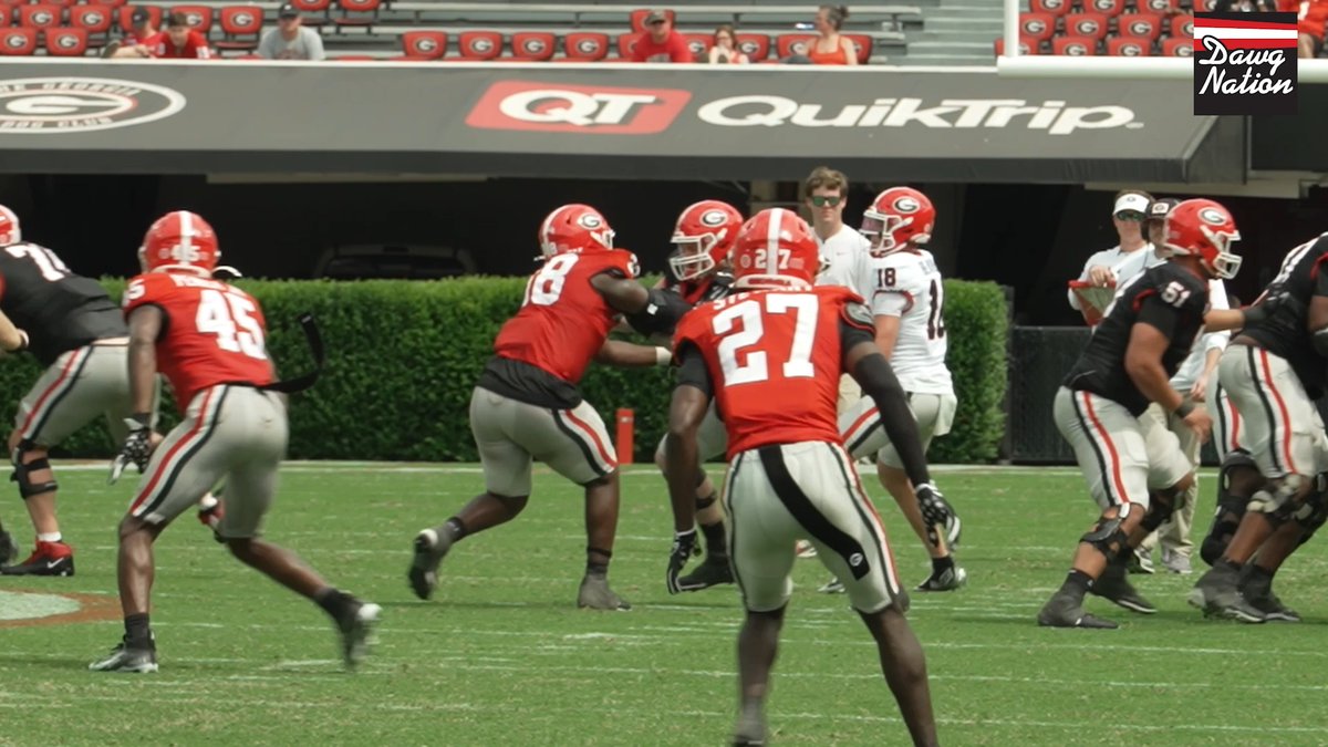 Kirby Smart on freshman Tyriq“Ty Boogie”Green after G-Day: "He's a football player." An interception on Bryson Beaver. A pick-six earlier this spring. The kid from Buford is not playing like a freshman. KJ Bolden blazed the trail. Green is running it. #GoDawgs #GDay2026