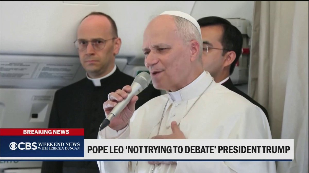 Pope Leo is pushing back on claims that he is feuding with President Trump, revealing new details about this week's back-and-forth. CBS News' Chris Livesay is traveling with the pope in Angola.