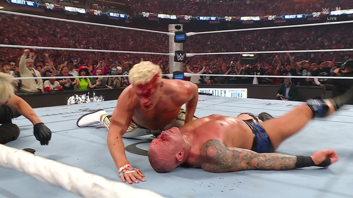 RANDY ORTON RKO’S PAT MCAFEE AND CODY RHODES RETAINS 😳 #WrestleMania