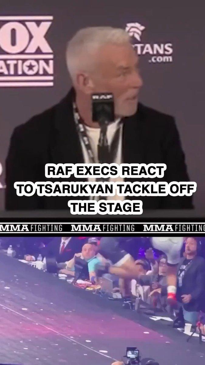 RAF co-founders REACT to Arman Tsarukyan tackling Urijah Faber off the stage at #RAF08, with one calling it 'dirty.' 'He might as well punch him.' (Via Mike Heck)