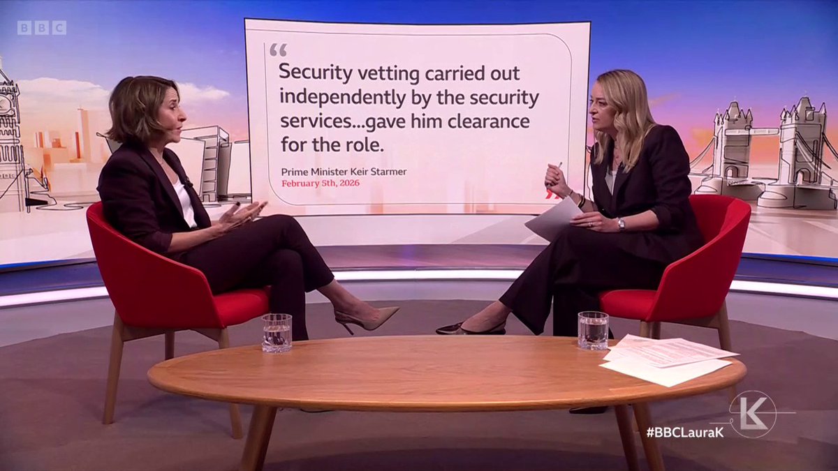 “Repeated questions were asked about the whole process” Tech Secretary Liz Kendall defends Keir Starmer’s statements about Peter Mandelson’s security clearance and that it was “wrong” that he wasn’t told the former ambassador failed vetting #BBCLauraK