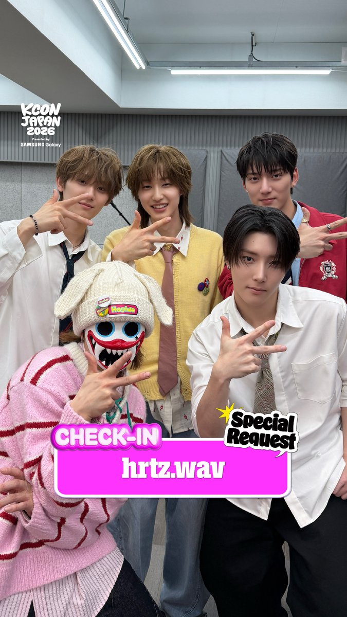 [#KCONJAPAN2026] #hrtzwav CHECK-IN ときめきいっぱいのhrtz.wav初KCON！ KCONer、たくさんの応援よろしくね Arigathanks 🙏 アーティストの特別なリクエストに答えて、コメントしてね👇 コメントが増えるほど、スペシャルな特典が待ってるよ！👀✨ - KCON JAPAN 2026 MAY 8-10 Makuhari Messe Let's #KCON