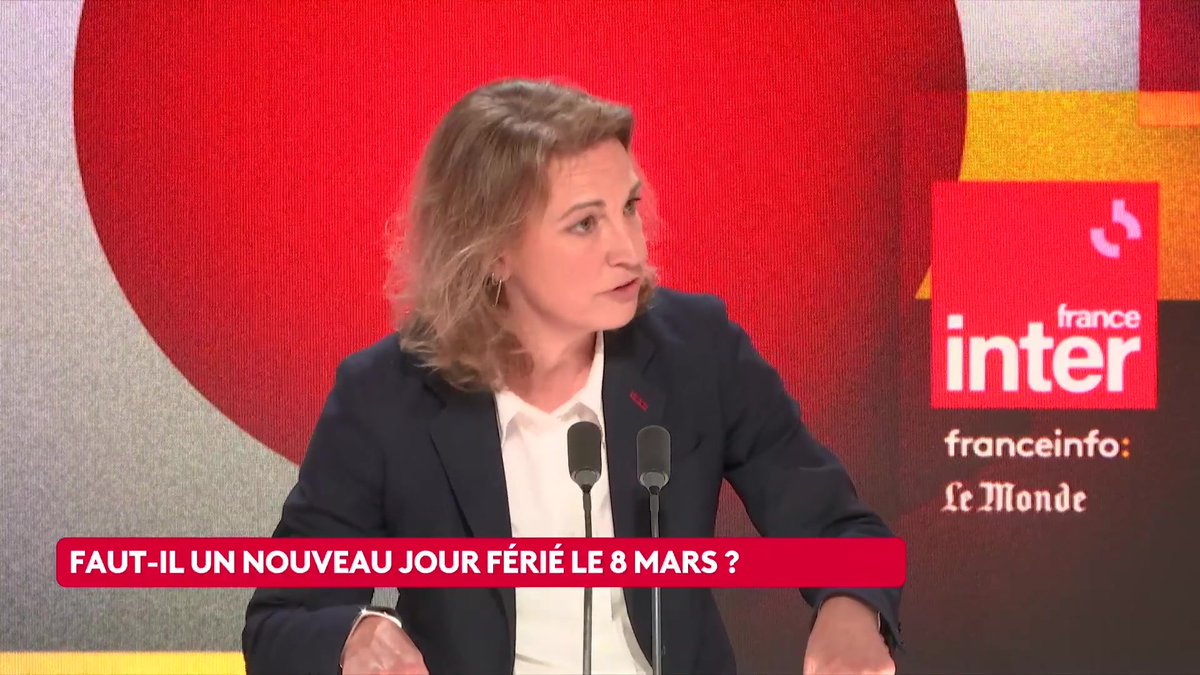 Marylise Léon contre la création d'un nouveau jour férié le 8 mars, proposé par la CGT : "Pour la CFDT, le 8 mars est une journée de grève : c'est important d'avoir un mouvement pour dénoncer les inégalités entre hommes et femmes" #QuestionsPol