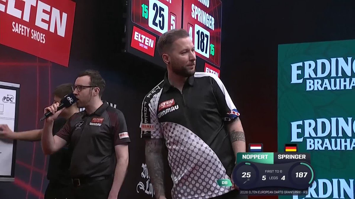 DOUBLES FOR DOUGH! 💰 Danny Noppert hits six consecutive doubles to defeat Niko Springer 6-4 in what was a clinical display from the Dutchman. The Freeze missed just two darts at double in the entire contest! 📺 #ET5