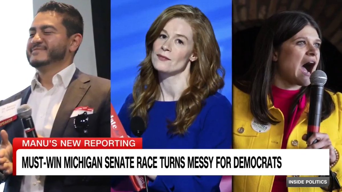 "This is governing; it's not middle school." Michigan's must-win Senate race has turned messy for Democrats. Manu Raju traveled to there to speak with voters and the leading Democratic candidates, Abdul El-Sayed, State Sen. Mallory McMorrow and Rep. Haley Stevens. #InsidePolitics