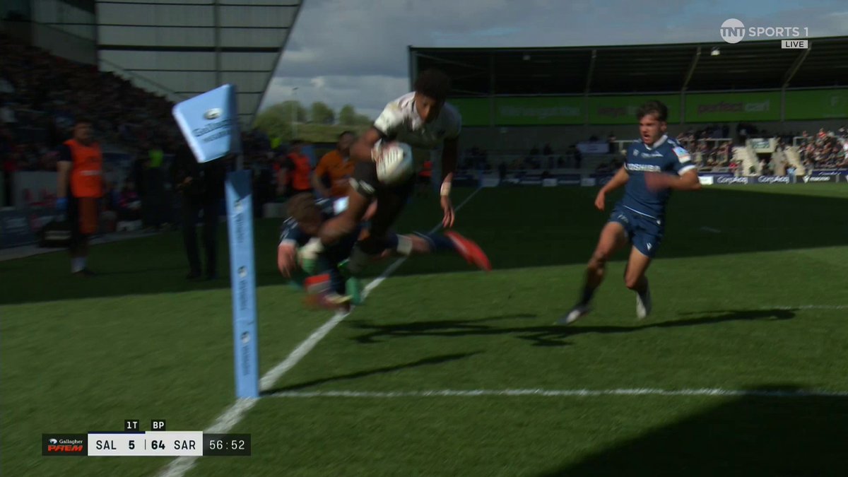 Oh my word 🔥😱 Noah Caluori with number FIVE. Two games this season. FIVE tries in each vs Sale Sharks 🤯 He’s flying - Air Caluori delivers again 😍 📺 Stream TNT Sports with HBO Max