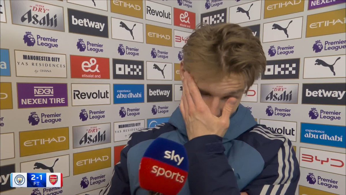 Martin Odegaard expresses his disappointment after Arsenal's defeat to Manchester City 👇
