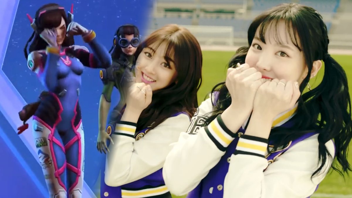 Overwatch K-pop TWICE "CHEER UP" Emote 👉👈 Following the recent TWICE "Signal" dance, I think the TWICE "CHEER UP" emote currently in HOTS should also be released as a new DVa emote for #Overwatch 💭💖