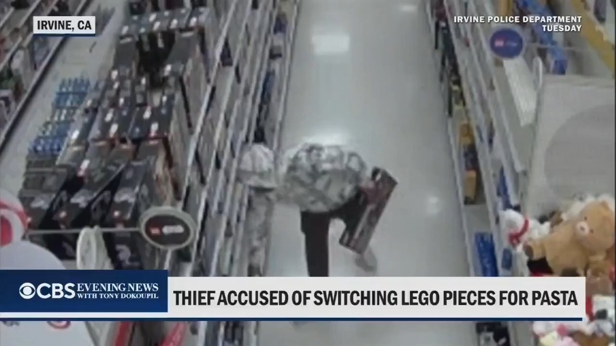 Imagine risking your freedom to steal LEGOs, going back to the stores and returning the LEGOs with pasta in its place, then traveling to 5 states to do this over 70x times 🤡 Jarrelle Augustine (28) stole over $34k worth of LEGOs and likely committed multiple felonies in several states doing so. Avoid committing moronic felonies accordingly... #LEGOs #lego #california #enrichment #crime #IQtest #target #pasta #irving #democrats