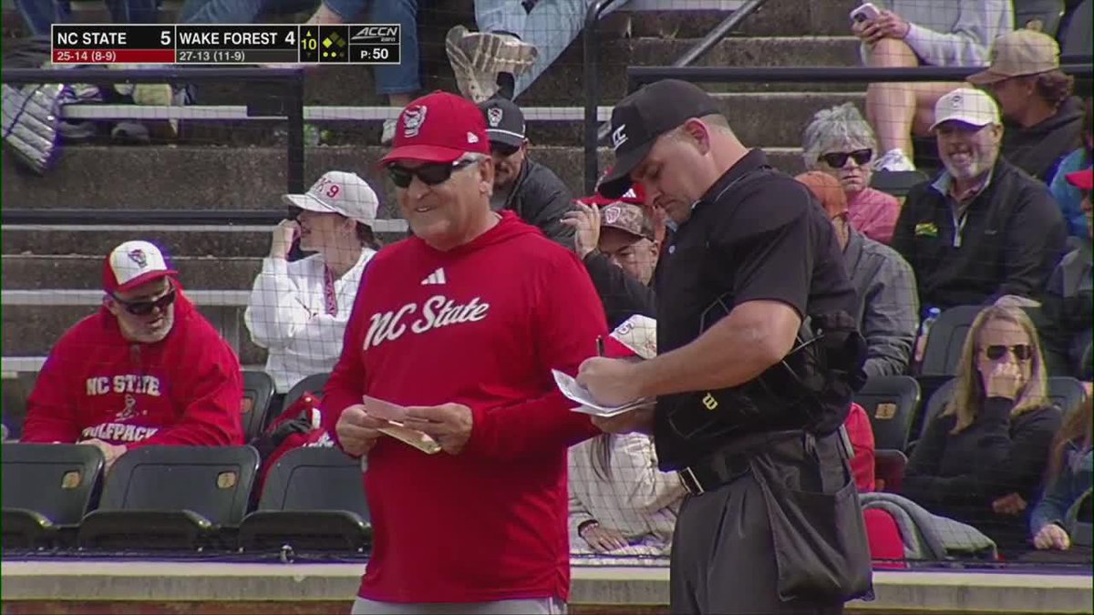 Always stay ready! Freshman Vincent DeCarlo comes on as a pinch hitter in a 2-2 count and on the first pitch he sees extends the lead. T10 | Wolfpack 6, WF 4
