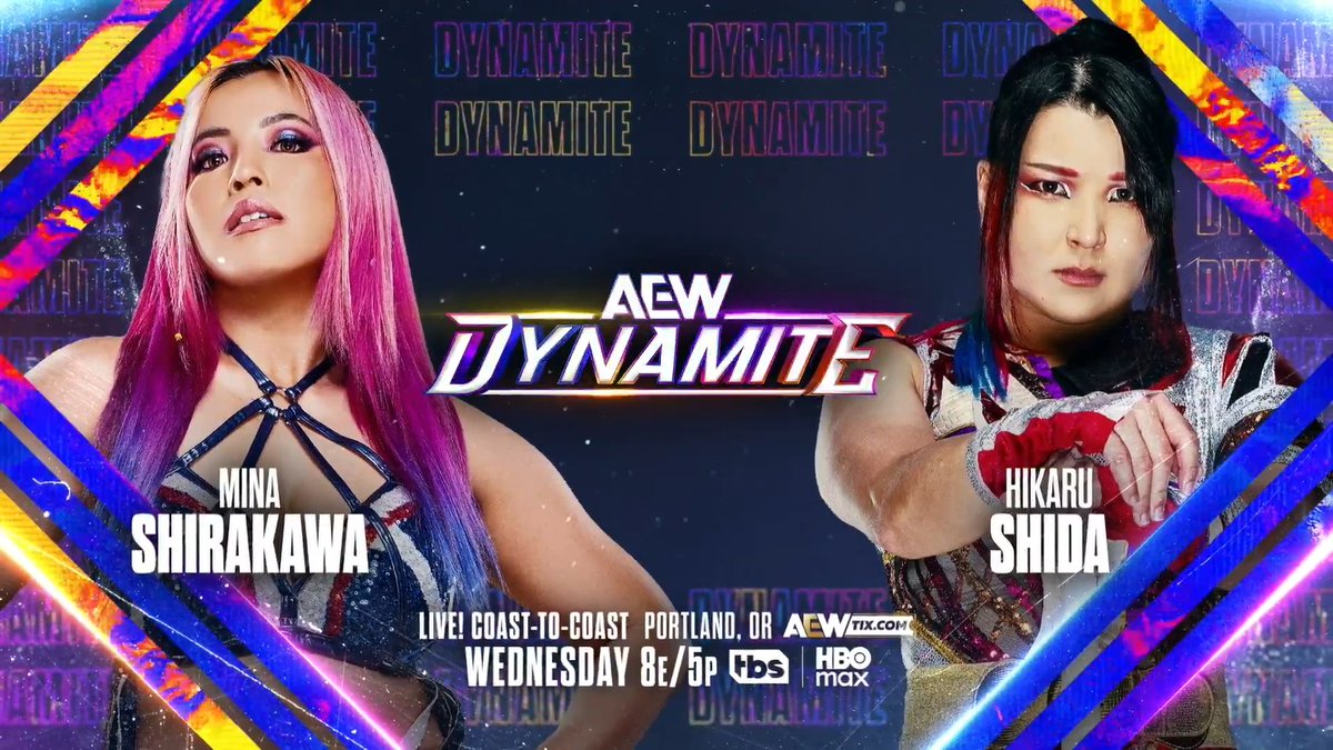 #AEWDynamite LIVE COAST-TO-COAST 8e/7c/5p, LIVE on TBS + HBO Max This Wednesday, 4/22! Mina Shirakawa♡白川未奈 vs @ShidaHikaru After Stat and Shida scored a win on #AEWCollision, Mina told Statlander that Shida cannot be trusted. Mina + Shida fight, on Dynamite THIS WEDNESDAY!