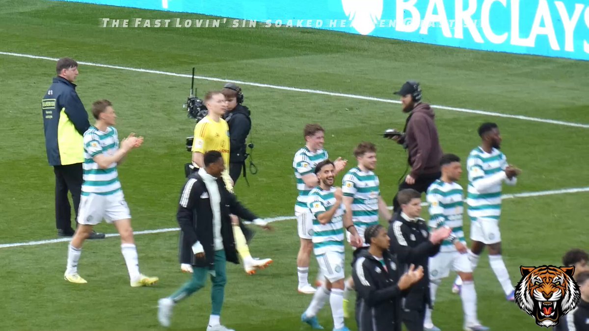 I just love the way Adamu and Saracchi laugh their heads off whilst performing a Victory Roar trial run before Iheanacho carries out the real thing after today's Scottish Cup Semi-Final at Hampden. Interestingly, or not as the case may be, Captain Calmac was half-way up the tunnel whilst the celebrations were in full flow.