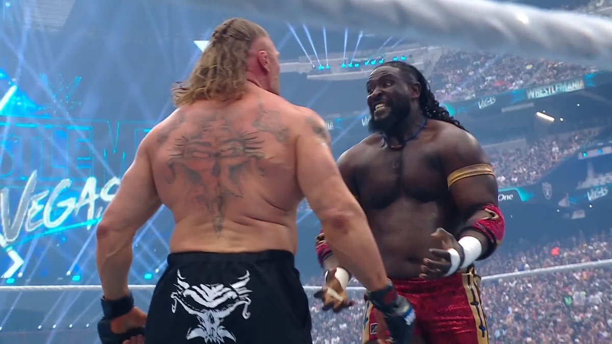 Oba Femi CAN GO with Brock Lesnar 😱 The FIRST HOUR of #WrestleMania is LIVE RIGHT NOW on ESPN!