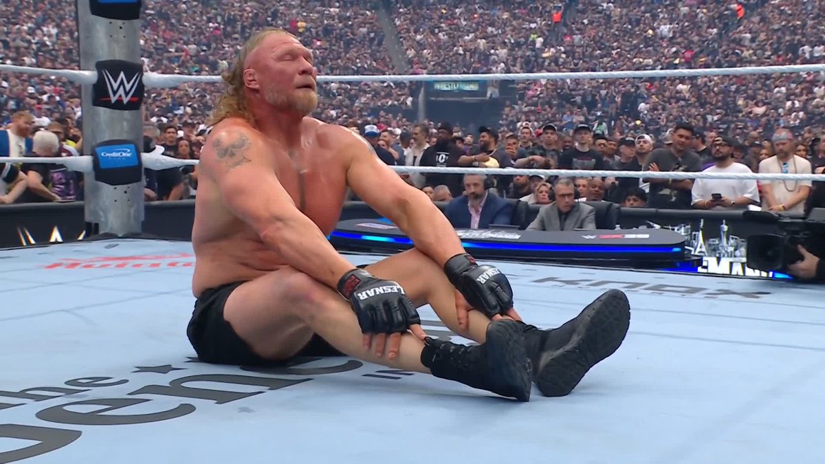 Brock Lesnar leaves his gear in the ring. What's next for The Beast? The FIRST HOUR of #WrestleMania is LIVE RIGHT NOW on ESPN!