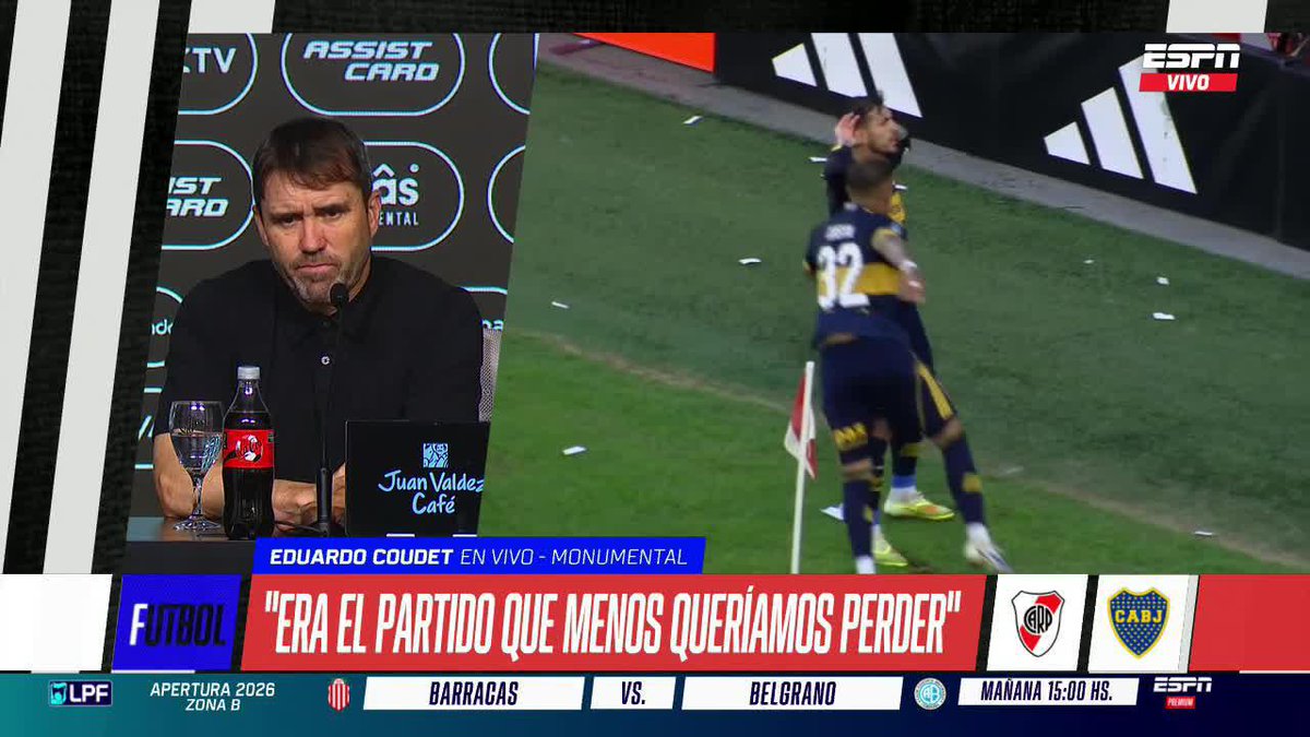 [AHORA] "Perdimos el partido que no queríamos perder": "Chacho" Coudet se negó a "hablar de los arbitrajes", advirtió que necesitan "mejorar" en River y tienen que "trabajar en el tiempo" para "tratar" de verse "cada vez mejor".
