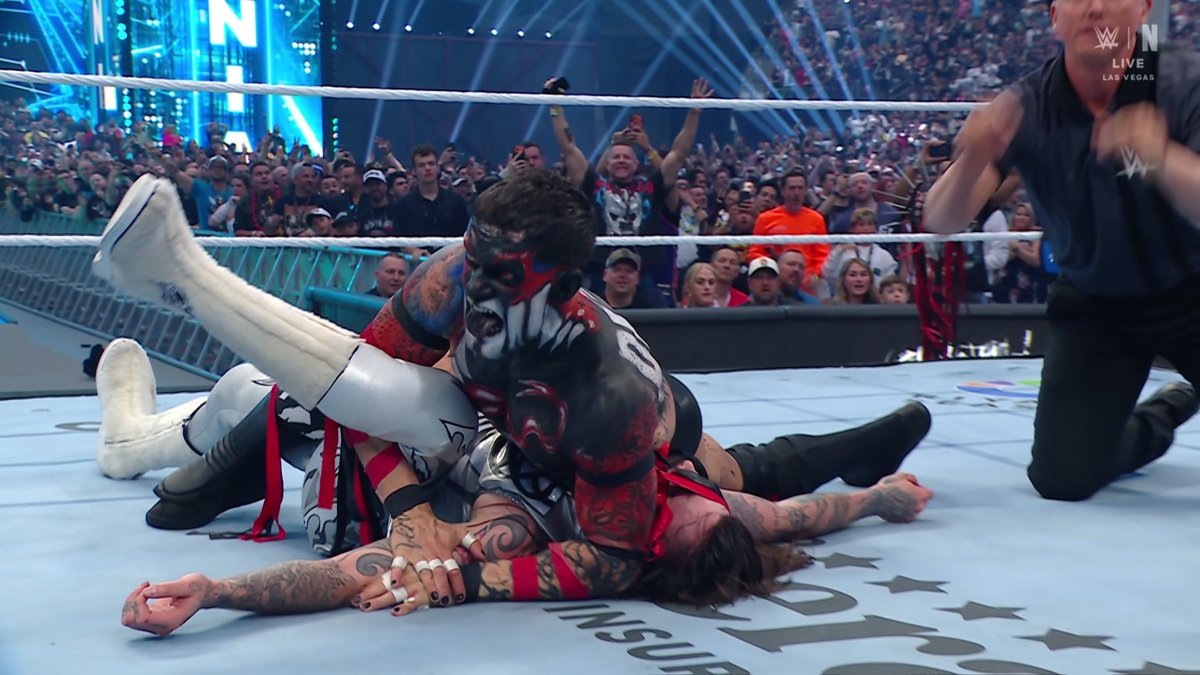 COUP DE GRACE THROUGH A TABLE! THE DEMON DEFEATS DOMINIK MYSTERIO! #WrestleMania
